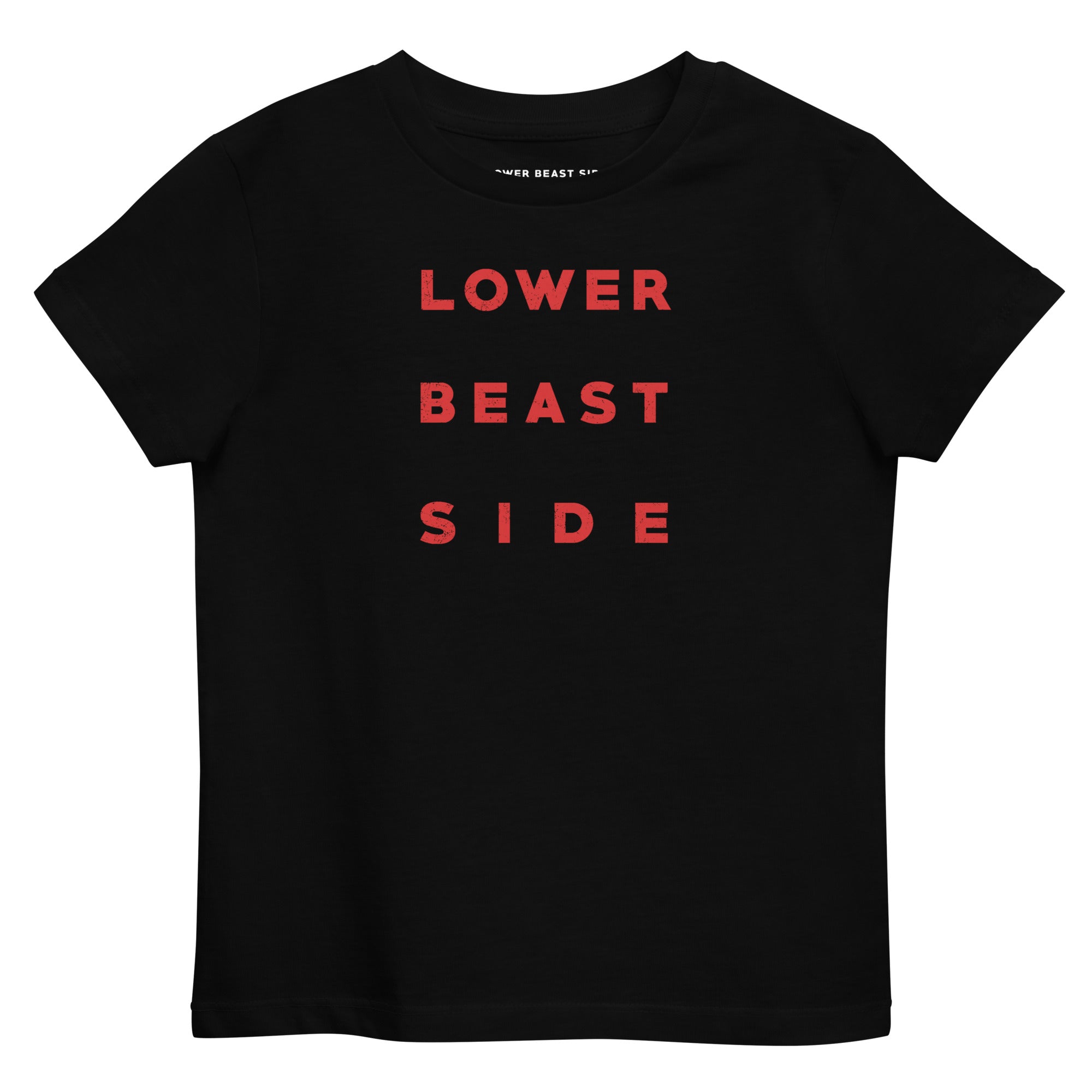 "Lower Beast Side" red print - organic cotton kids t-shirt