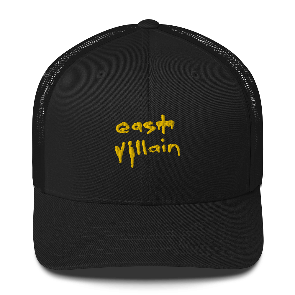 EAST VILLAIN: YELLOW EMBROIDERED TRUCKER HAT