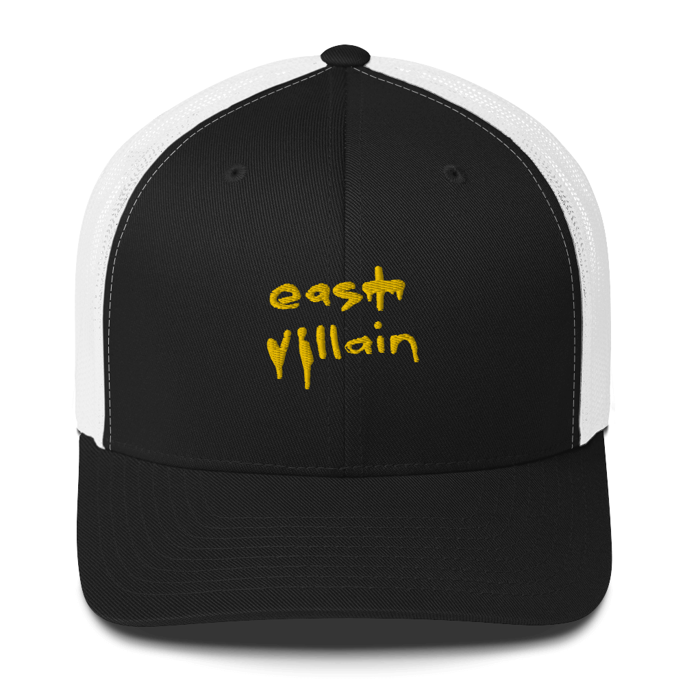 EAST VILLAIN: YELLOW EMBROIDERED TRUCKER HAT
