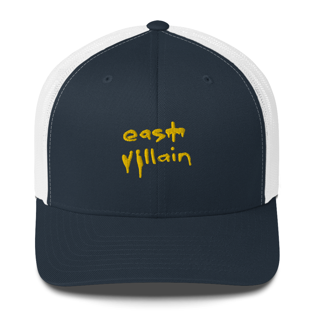 EAST VILLAIN: YELLOW EMBROIDERED TRUCKER HAT